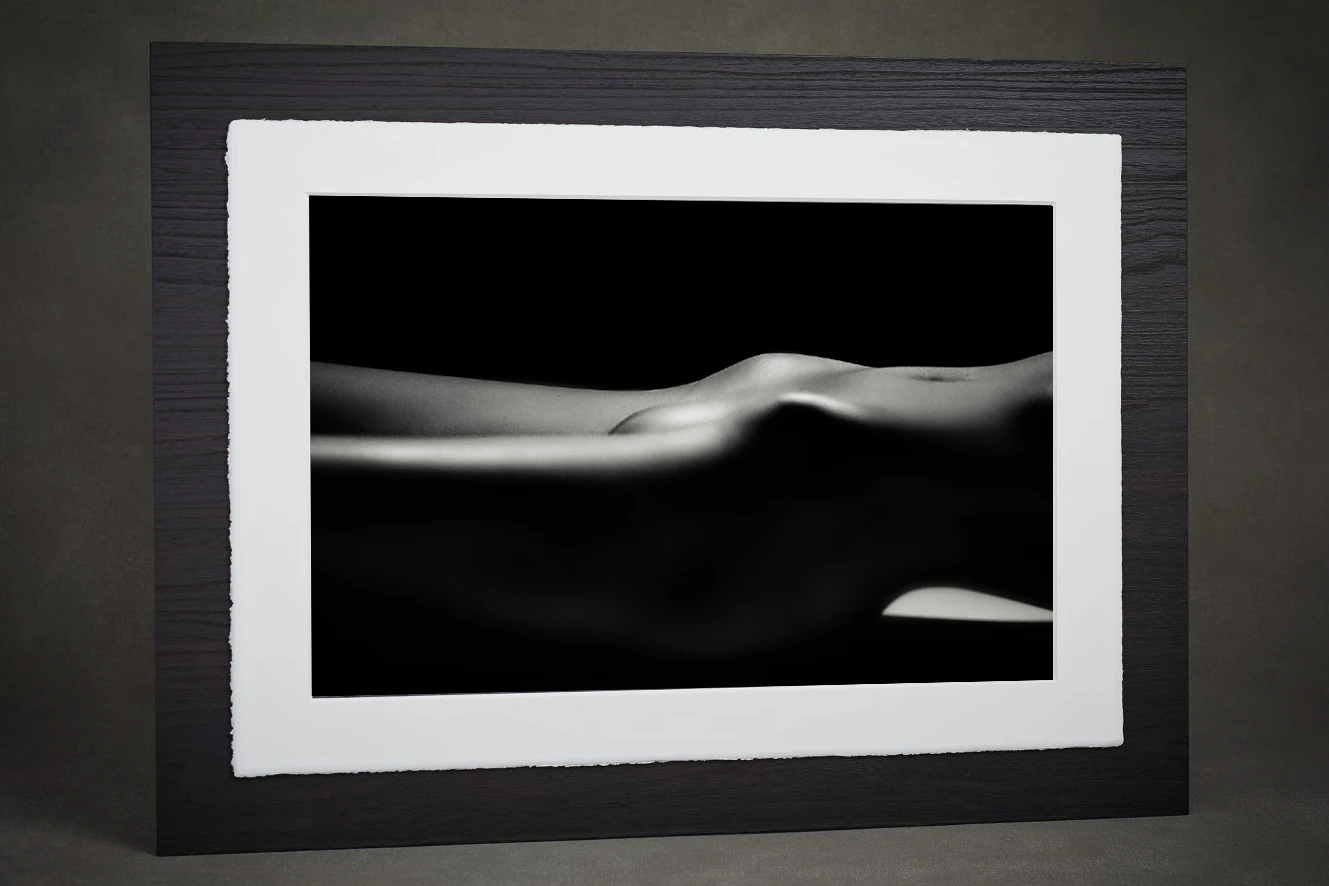 Dunes — Artist Proof fine art print mounted on horizontal Amalfi mat with Wood Fibre Black Brown frame, from the Luminance Collection by Alex Manfredini