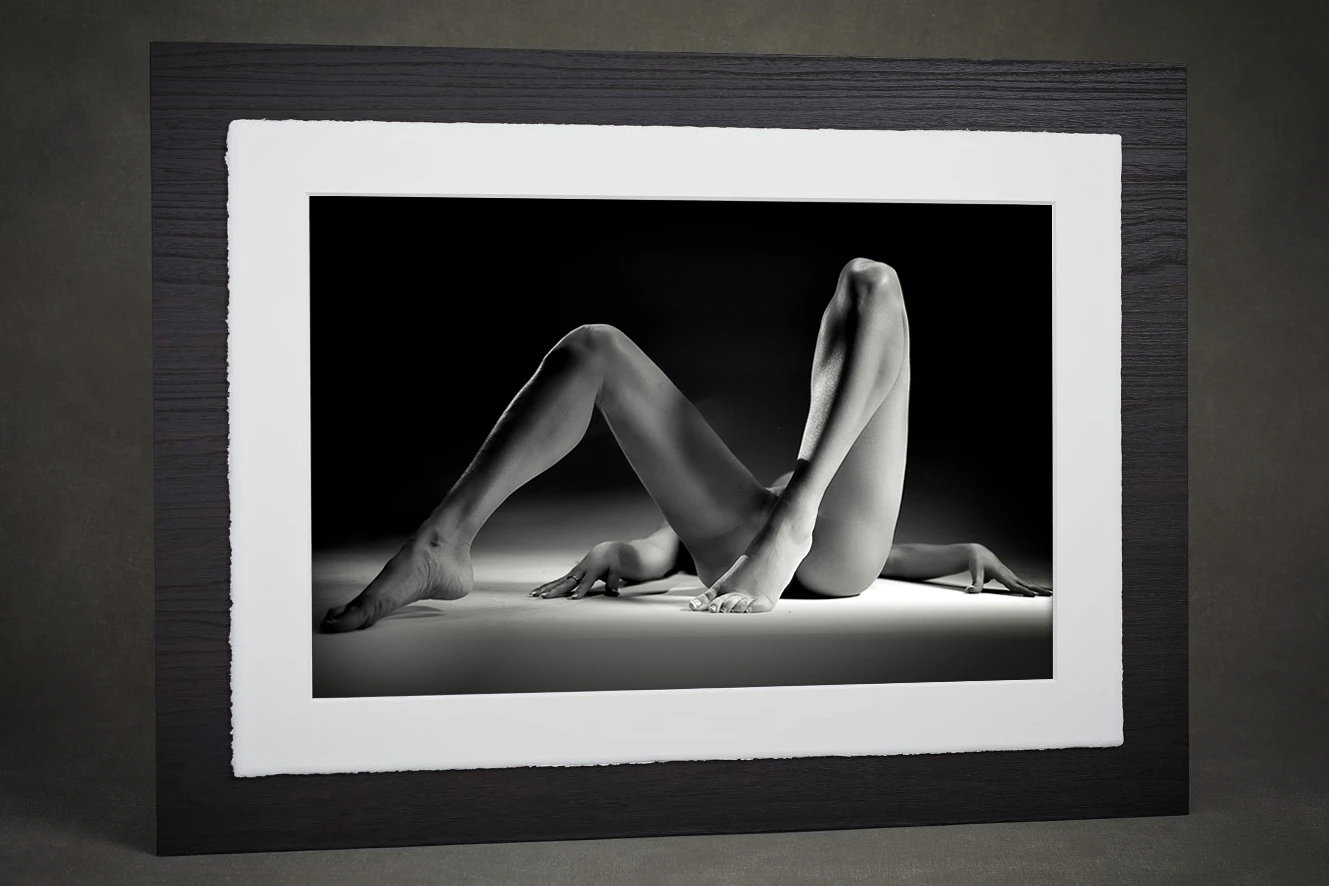 Flexus — Artist Proof fine art print mounted on horizontal Amalfi mat with Wood Fibre Black Brown frame, from the Luminance Collection by Alex Manfredini