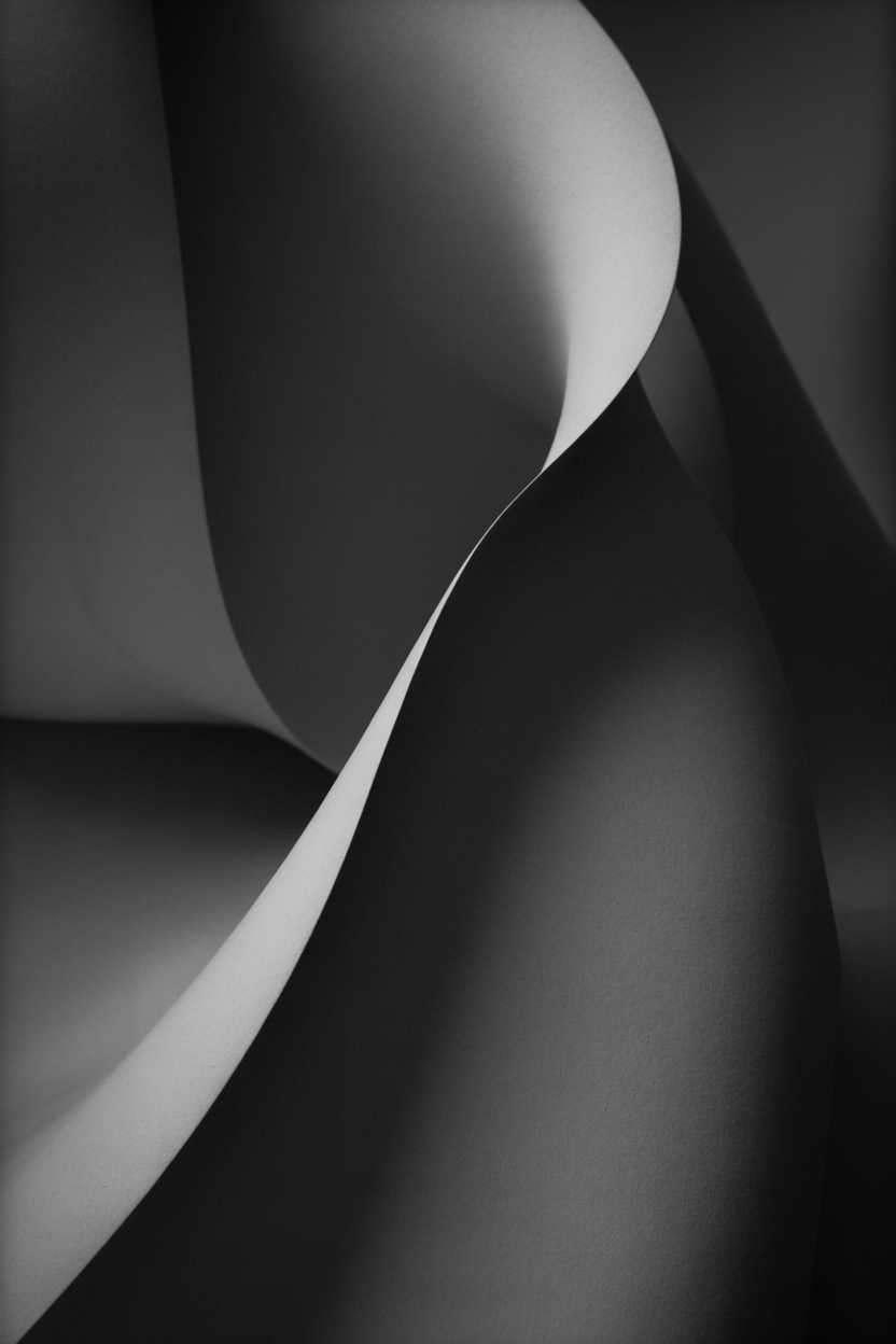 Shadow Play III — geometric projections creating architectural patterns on figure