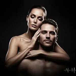 Brutal Simplicity art of a couple posing in just skin fro artistic light