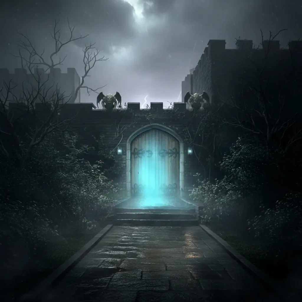 Ghost in front of Gothic Castle