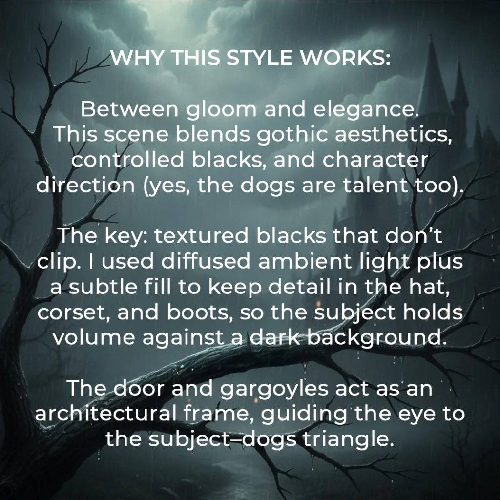 Text banner about wy gothic portrait works