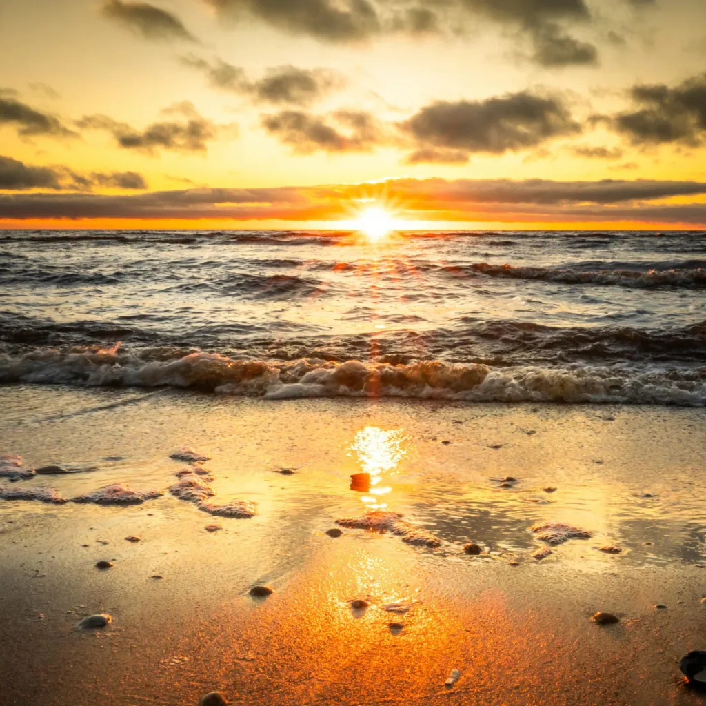 Sunset at golden hour at the beach